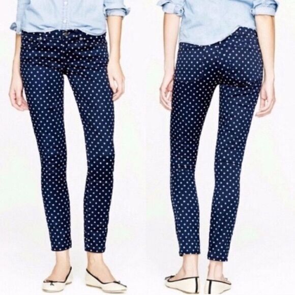 J Crew Women’s Toothpick Polka Dot Jeans Size 25 - Picture 1 of 8
